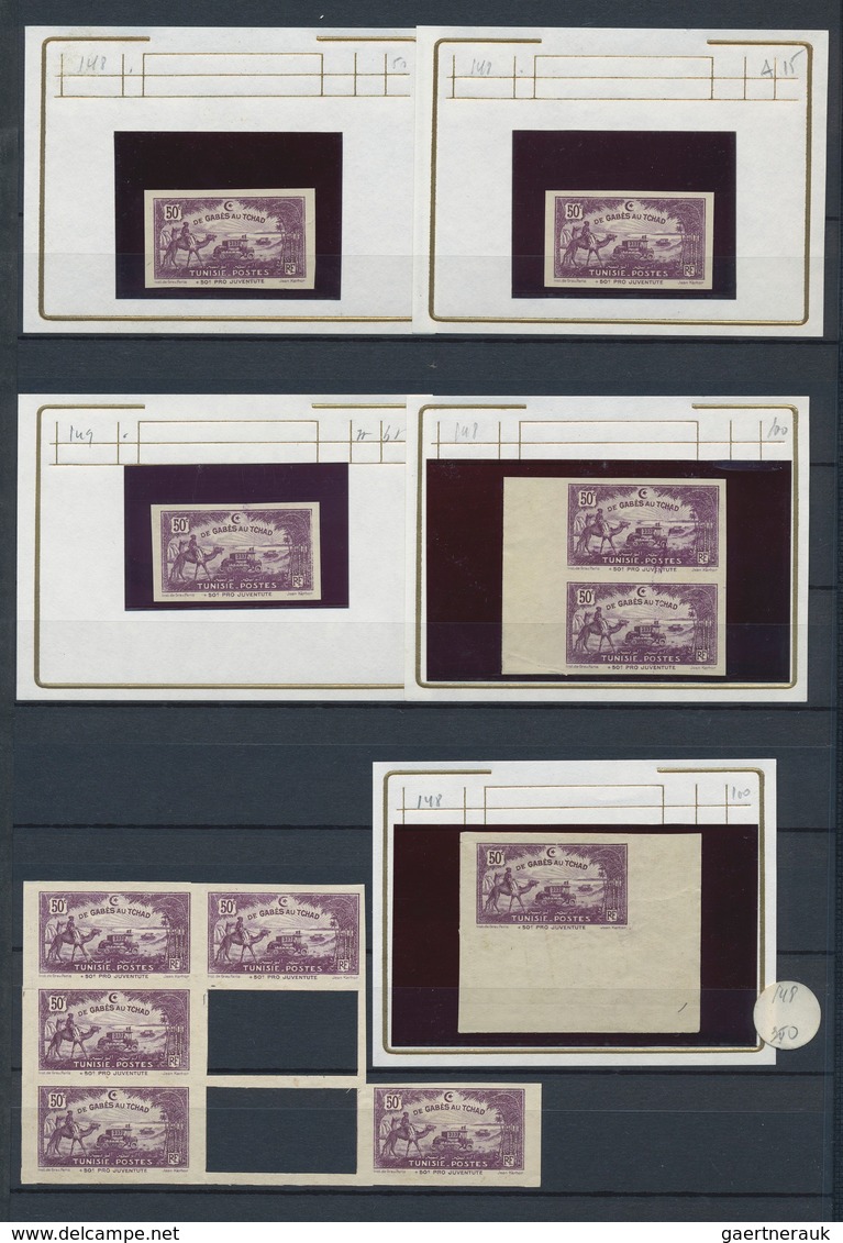 Tunesien: 1900-1940, 190 Imperf Proofs And Die Proofs, Four Very Scarce Early Issues Proofs 1900-26 - Ongebruikt