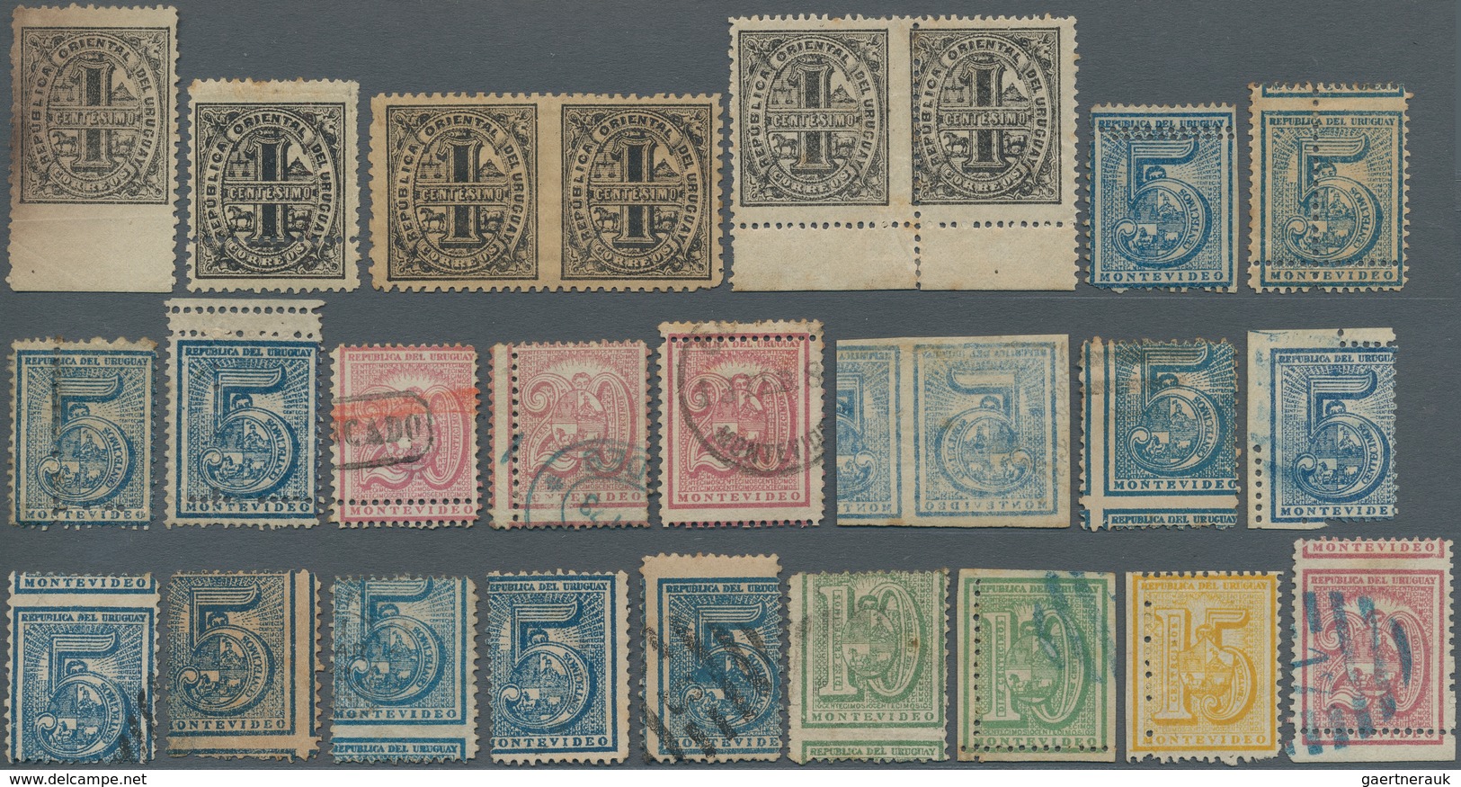 Uruguay: 1866/1869, Definitives "Cypher/Coat Of Arms" Perforated, Specialised Assortment Of All Deno - Uruguay