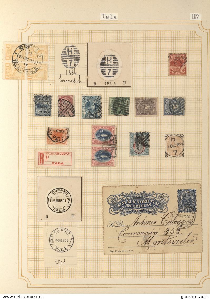 Uruguay: 1880/1950 (ca.), THE POSTMARKS OF URUGUAY, sophisticated and all-embracing collection in el