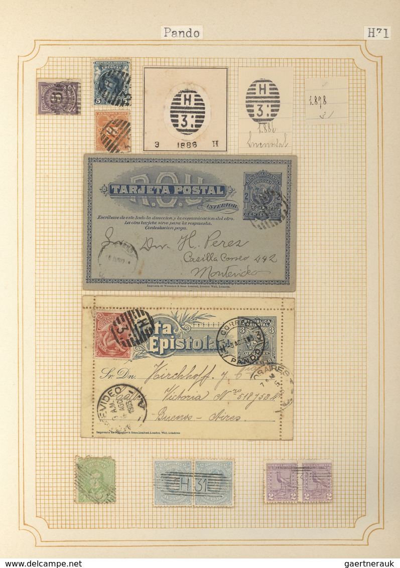 Uruguay: 1880/1950 (ca.), THE POSTMARKS OF URUGUAY, sophisticated and all-embracing collection in el