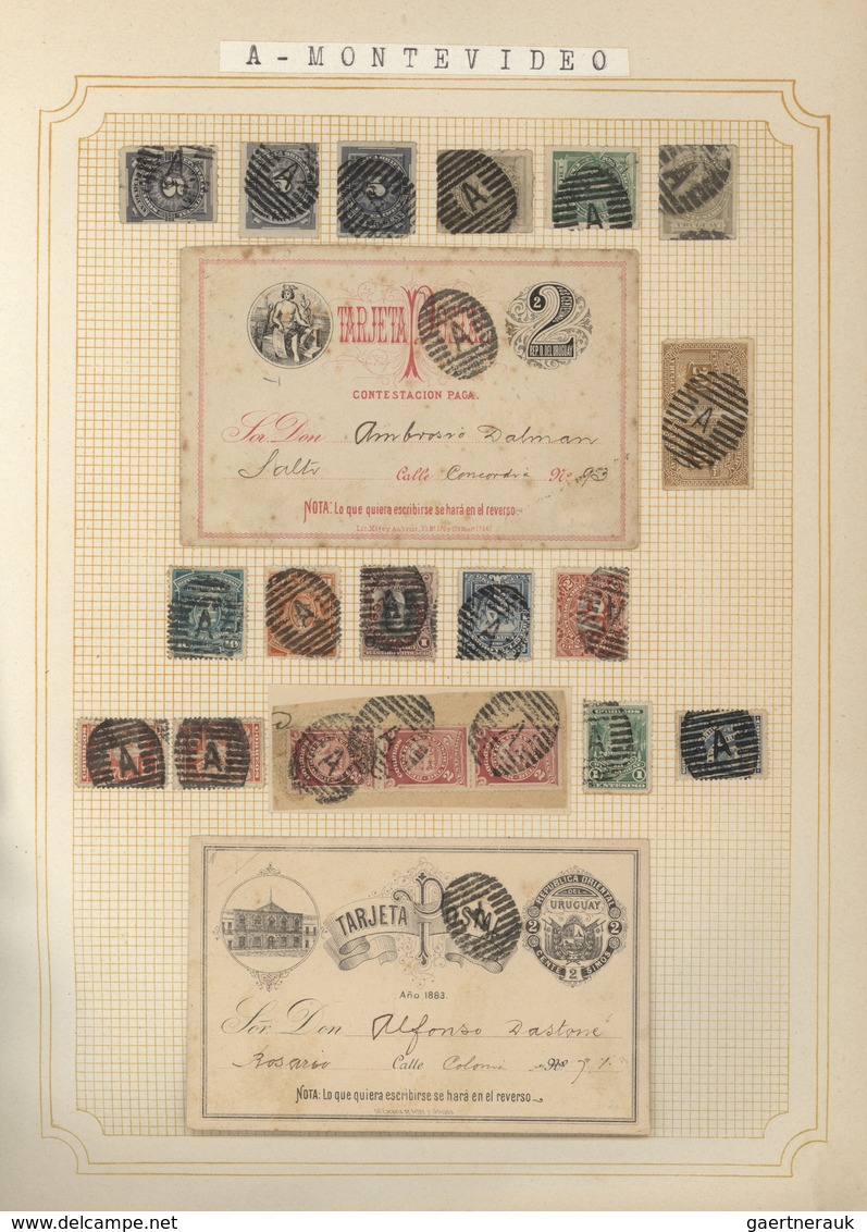 Uruguay: 1880/1950 (ca.), THE POSTMARKS OF URUGUAY, sophisticated and all-embracing collection in el