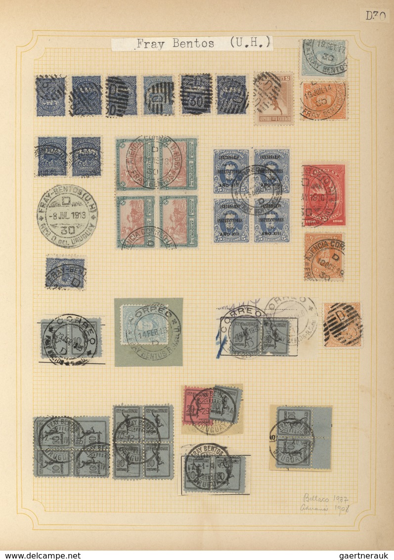 Uruguay: 1880/1950 (ca.), THE POSTMARKS OF URUGUAY, sophisticated and all-embracing collection in el