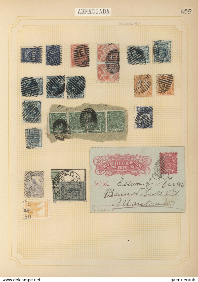 Uruguay: 1880/1950 (ca.), THE POSTMARKS OF URUGUAY, sophisticated and all-embracing collection in el