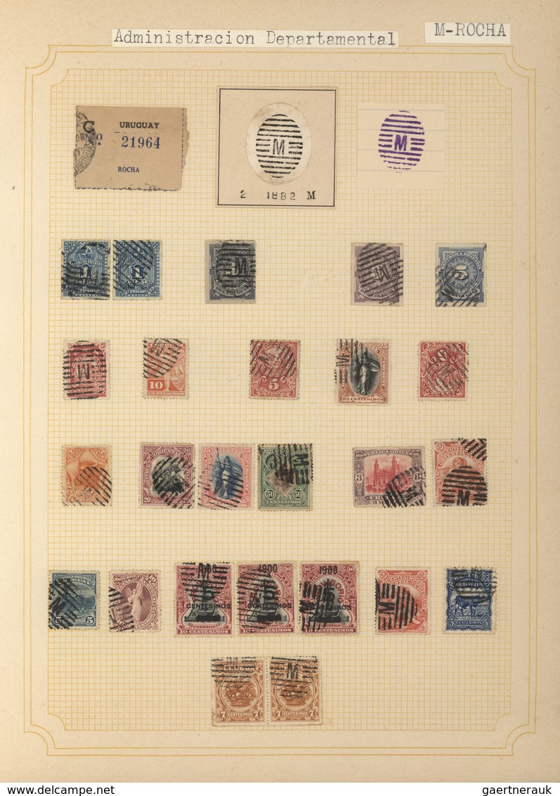 Uruguay: 1880/1950 (ca.), THE POSTMARKS OF URUGUAY, sophisticated and all-embracing collection in el