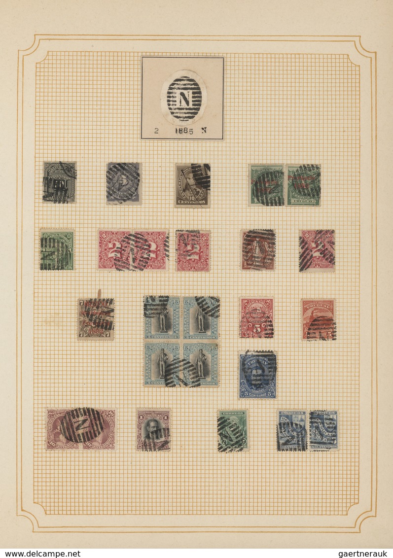 Uruguay: 1880/1950 (ca.), THE POSTMARKS OF URUGUAY, sophisticated and all-embracing collection in el