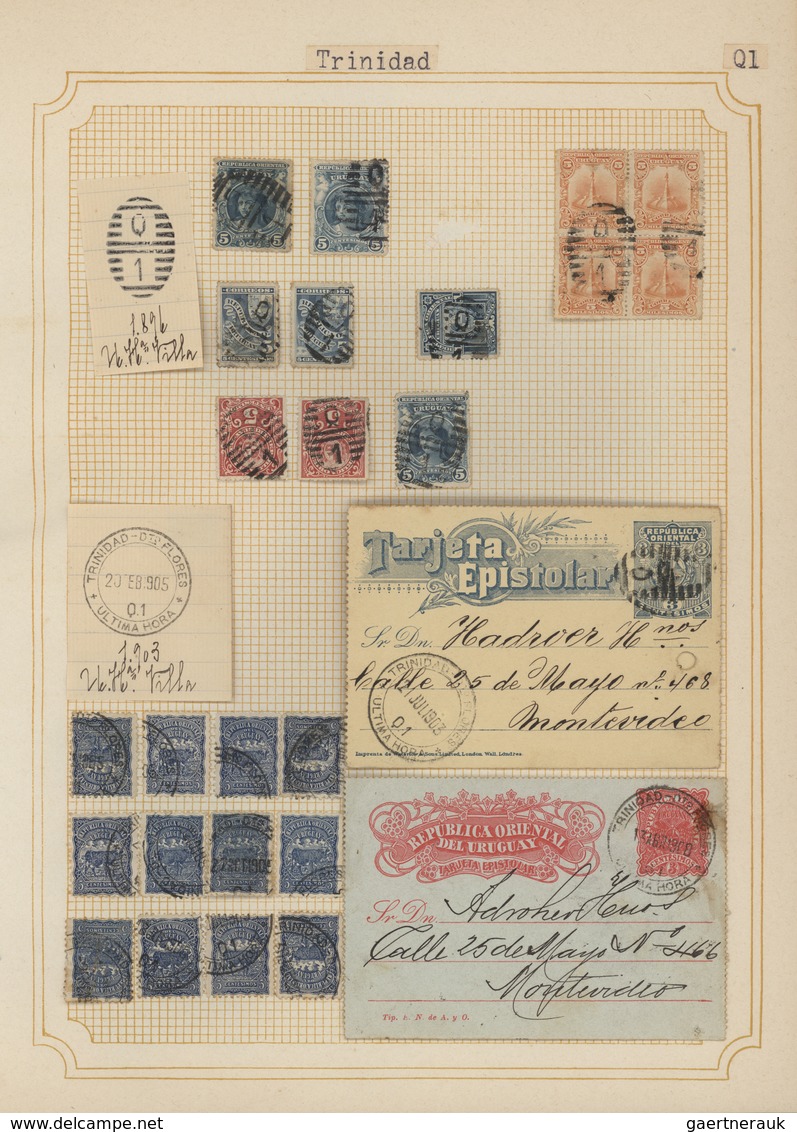 Uruguay: 1880/1950 (ca.), THE POSTMARKS OF URUGUAY, sophisticated and all-embracing collection in el