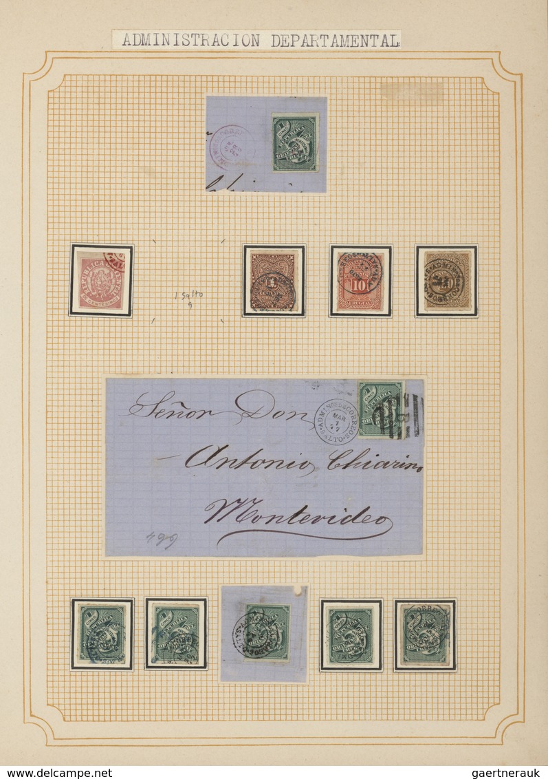 Uruguay: 1880/1950 (ca.), THE POSTMARKS OF URUGUAY, sophisticated and all-embracing collection in el