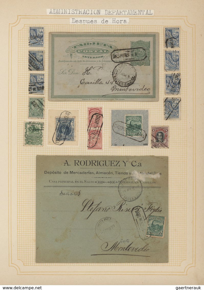 Uruguay: 1880/1950 (ca.), THE POSTMARKS OF URUGUAY, sophisticated and all-embracing collection in el