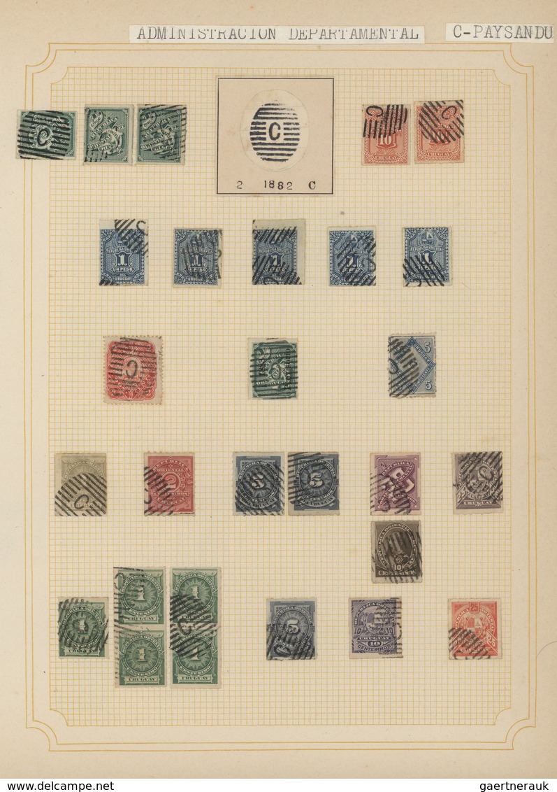 Uruguay: 1880/1950 (ca.), THE POSTMARKS OF URUGUAY, sophisticated and all-embracing collection in el