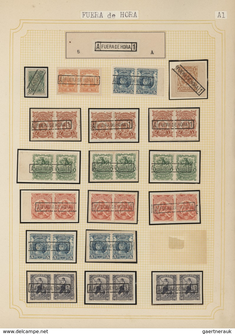 Uruguay: 1880/1950 (ca.), THE POSTMARKS OF URUGUAY, sophisticated and all-embracing collection in el