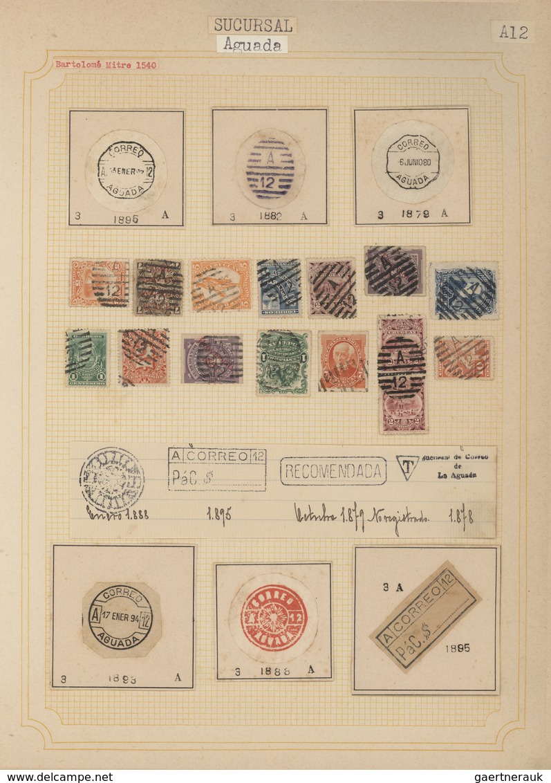 Uruguay: 1880/1950 (ca.), THE POSTMARKS OF URUGUAY, sophisticated and all-embracing collection in el