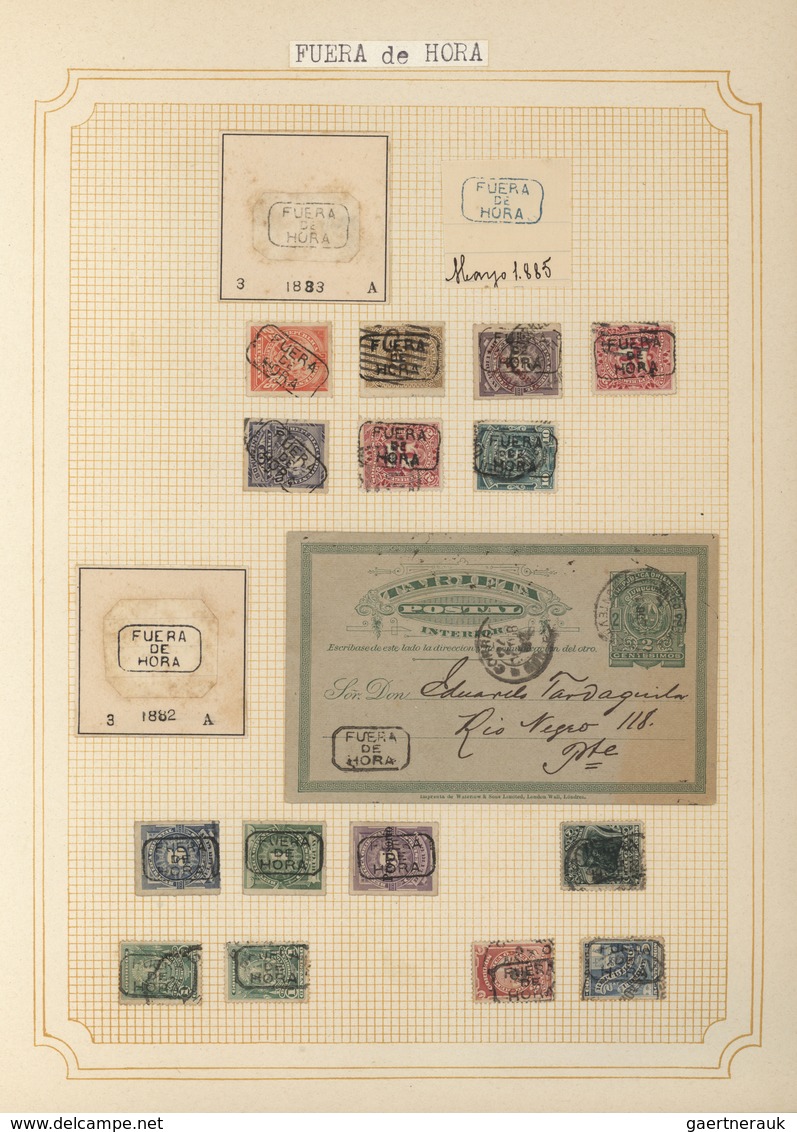 Uruguay: 1880/1950 (ca.), THE POSTMARKS OF URUGUAY, sophisticated and all-embracing collection in el