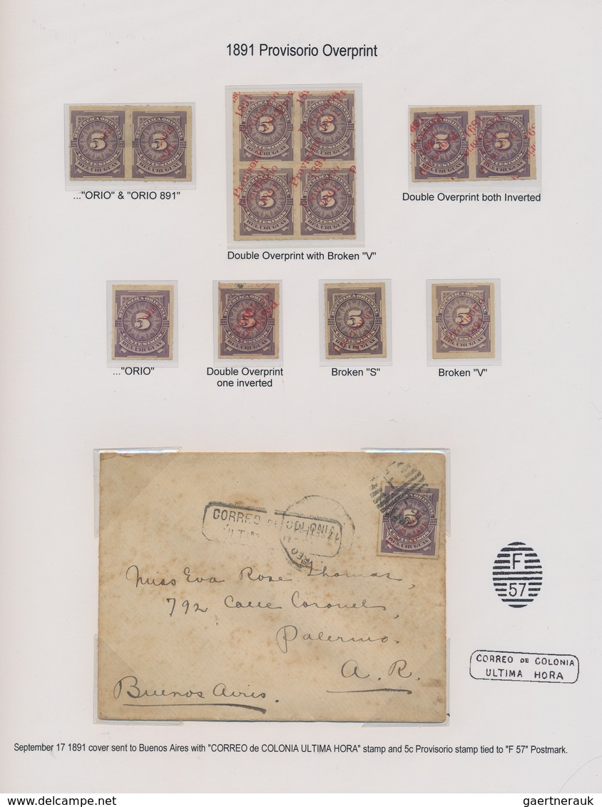 Uruguay: 1883/1891, 1883 5c. Provisionals, 1887 10c. Cypher And 1891 5c. Provisionals, Specialised C - Uruguay