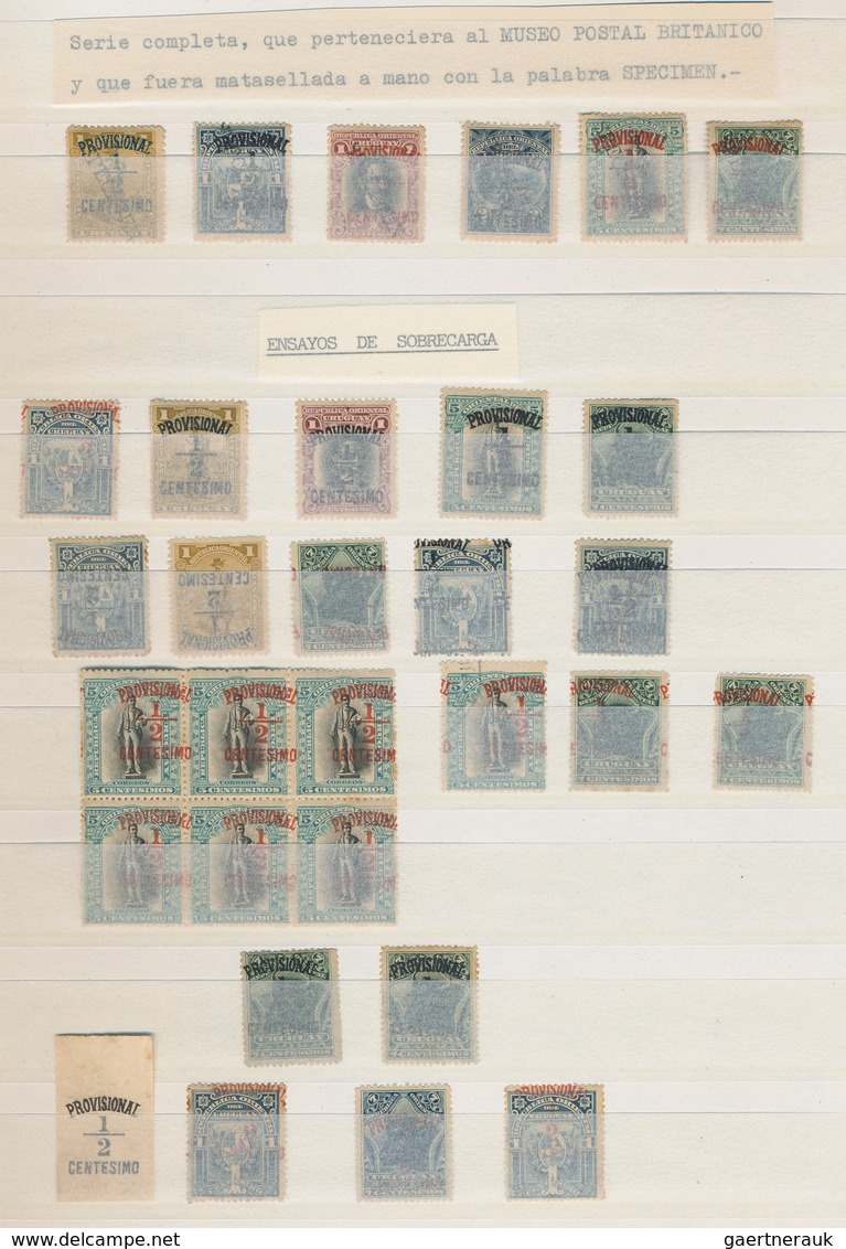 Uruguay: 1898, Provisional Overprints, Specialised Assortment Of 30 Stamps Incl. Specimen, Overprint - Uruguay