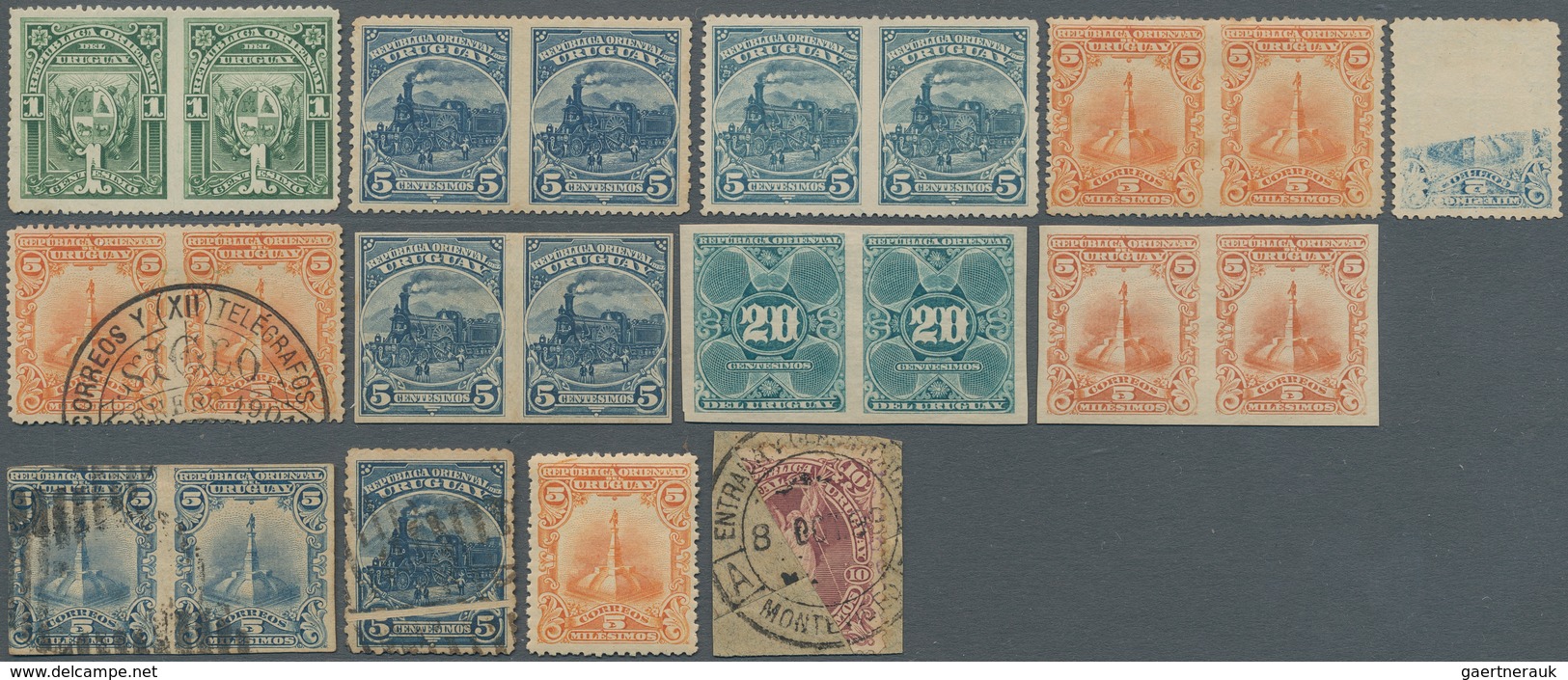 Uruguay: 1899/1900, Definitives "Pictorials", Specialised Assortment Of 42 Stamps Incl. Mainly Partl - Uruguay