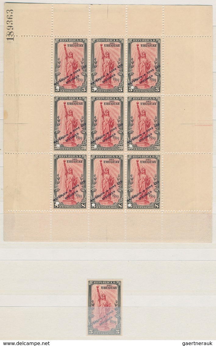 Uruguay: 1919, Ending Of WW I (Statue Of Liberty), Specialised Assortment Of 36 Stamps Incl. Imperf. - Uruguay