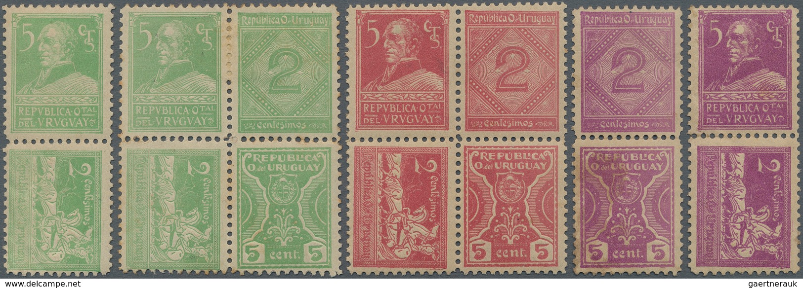 Uruguay: 1920s, Unadopted "Artigas" Design, Group Of 29 Essays Incl. Se-tenants. - Uruguay