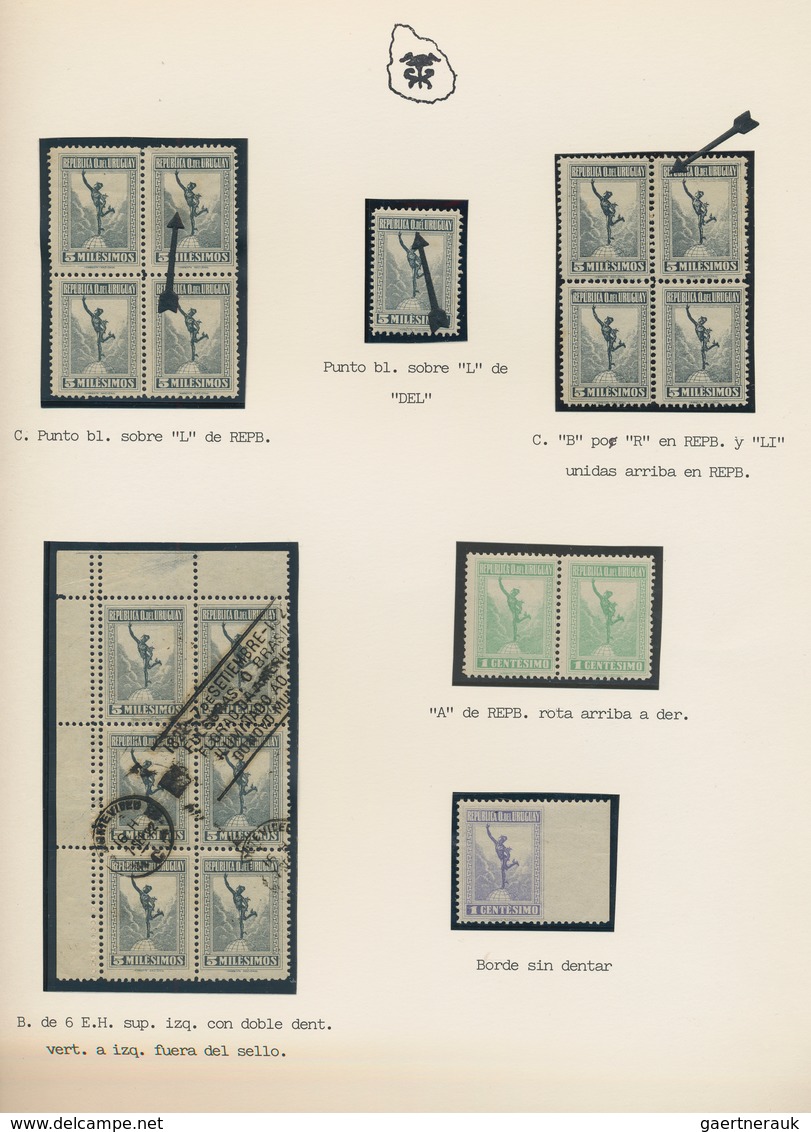 Uruguay: 1922/1921, Mercury Issue, Specialised Collection Of Apprx. 140 Stamps On Album Pages, Showi - Uruguay