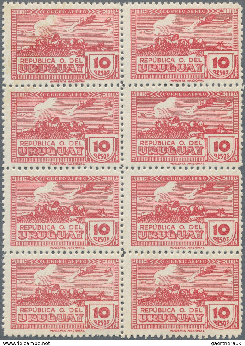 Uruguay: 1939/1944, Airmails ‚airplane Over Bullock Carriage‘ Complete Set Of 13 In A Lot With 30 Se - Uruguay