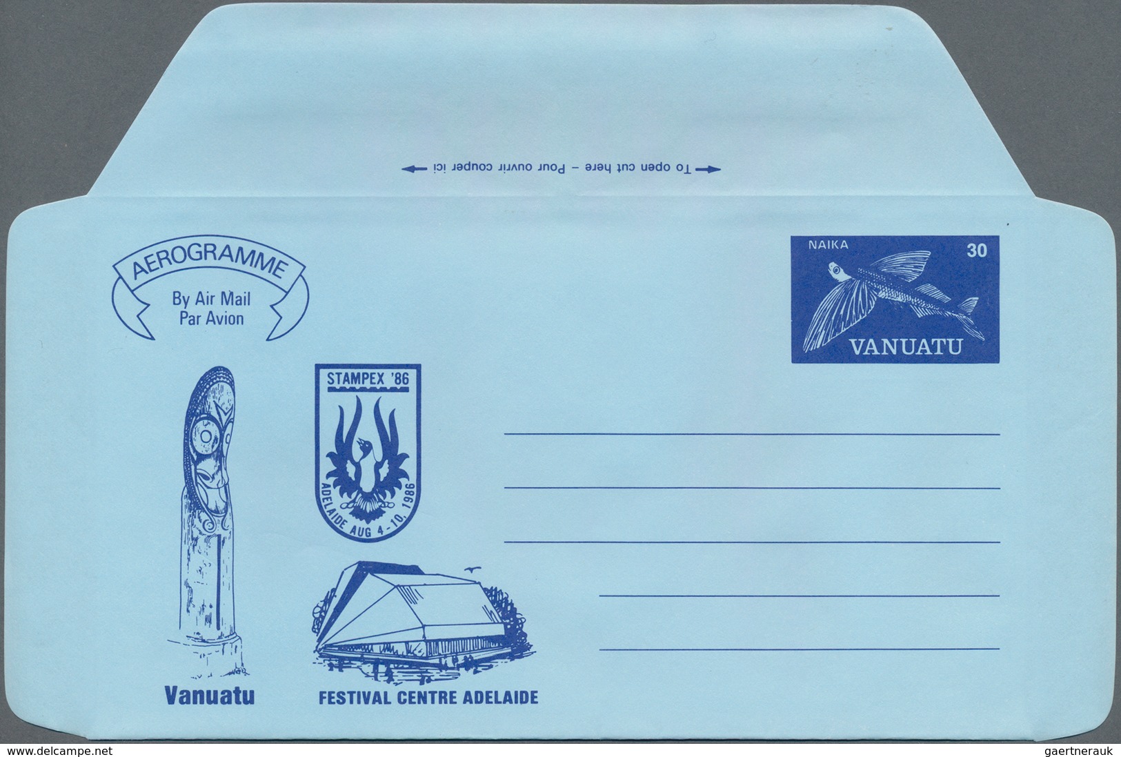 Vanuatu: 1985/1986 (ca.), Accumulation With About 350 Folded AEROGRAMMES In Two Different Types With - Vanuatu (1980-...)