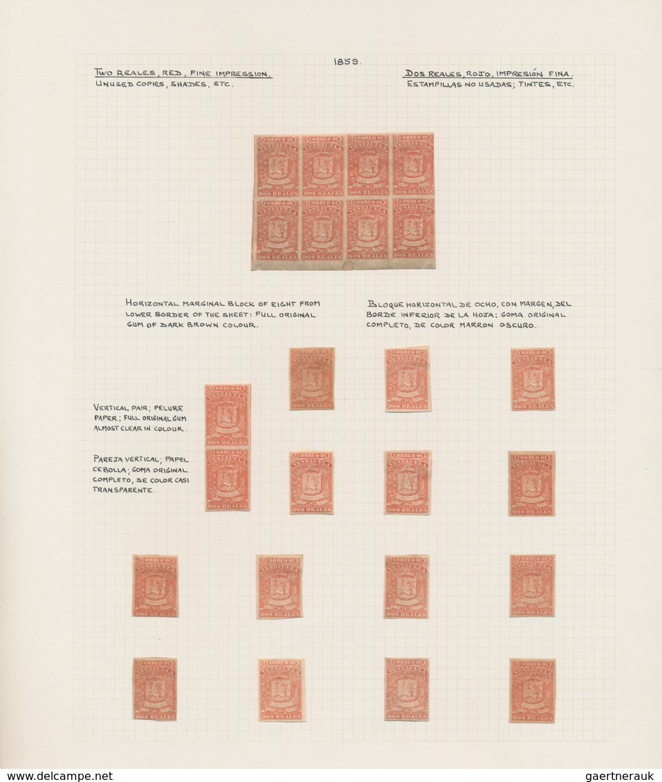 Venezuela: 1861, 1 St Prinitng, 1/2 R. Eleven Unused Pieces And 2 R. 26 Examples Including A Block O - Venezuela