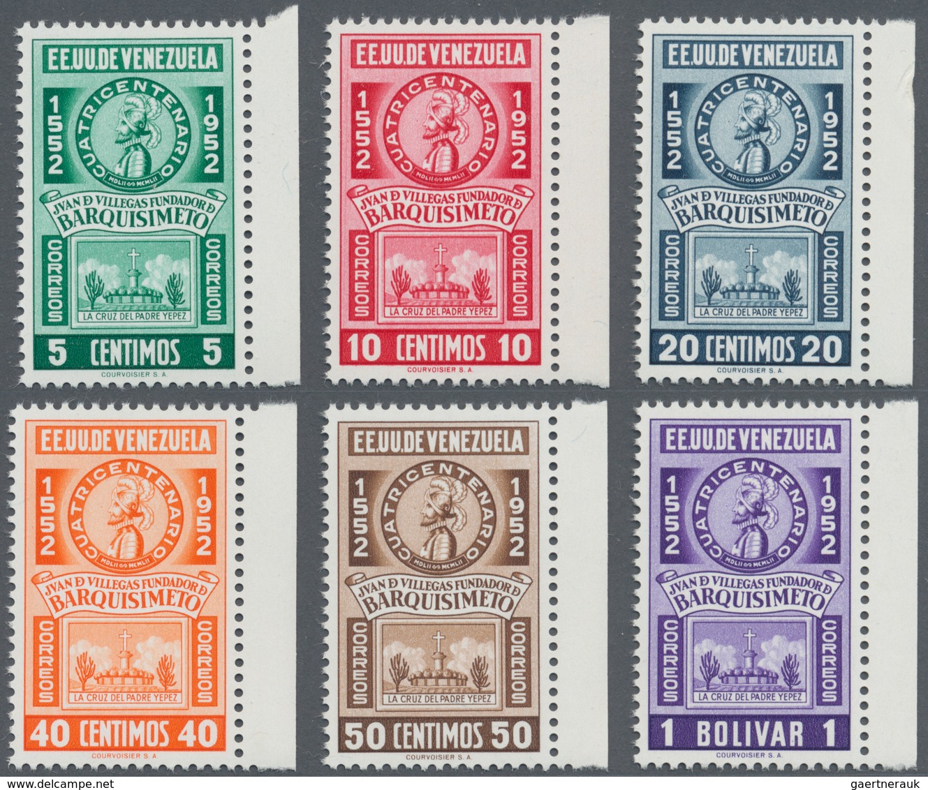 Venezuela: 1952, 400 Years Barquisimeto Normal Set Of Six In A Lot With About 110 Complete Sets Most - Venezuela