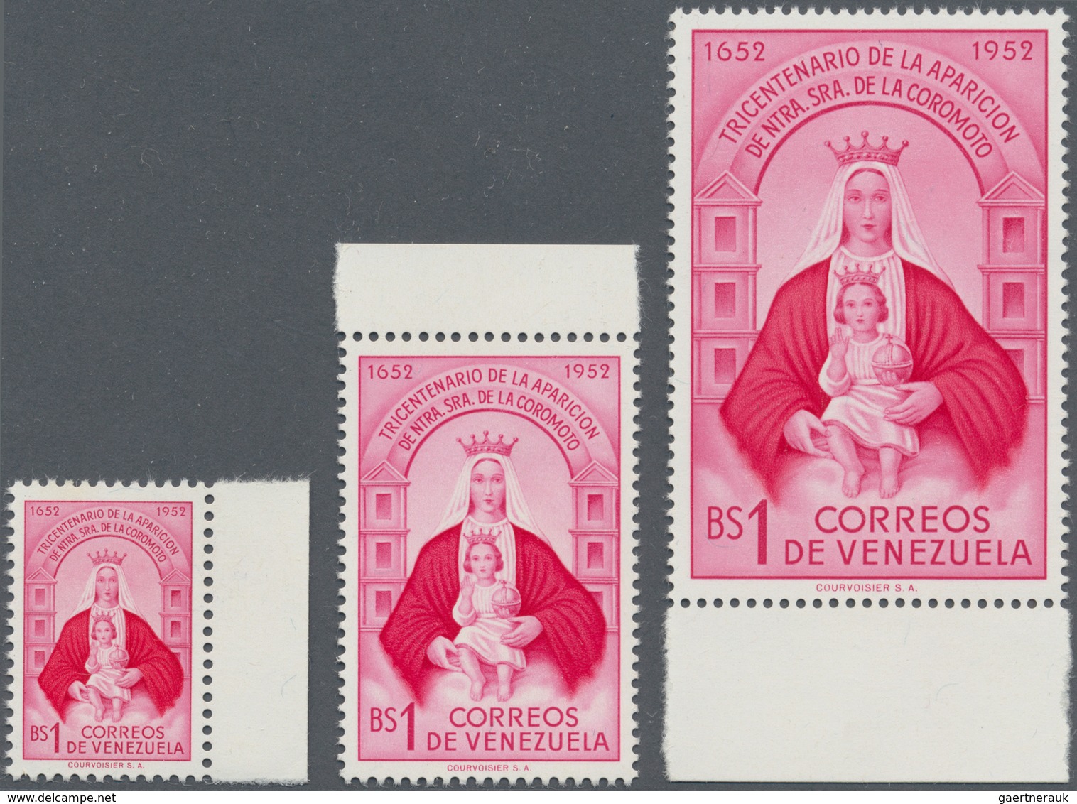 Venezuela: 1952/1953, 300th Anniversary Of Mary’s Apparition To The Coromoto Indians 1b. Carmine/ros - Venezuela