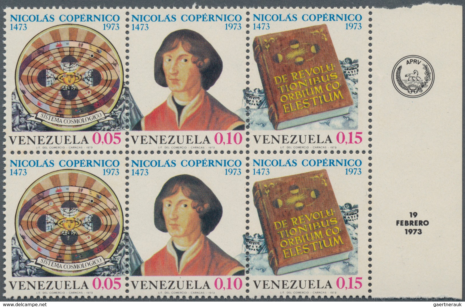 Venezuela: 1973, 500th Birthday Of Nicolaus Copernicus Complete Se-tenant Set Of Three In A Lot With - Venezuela