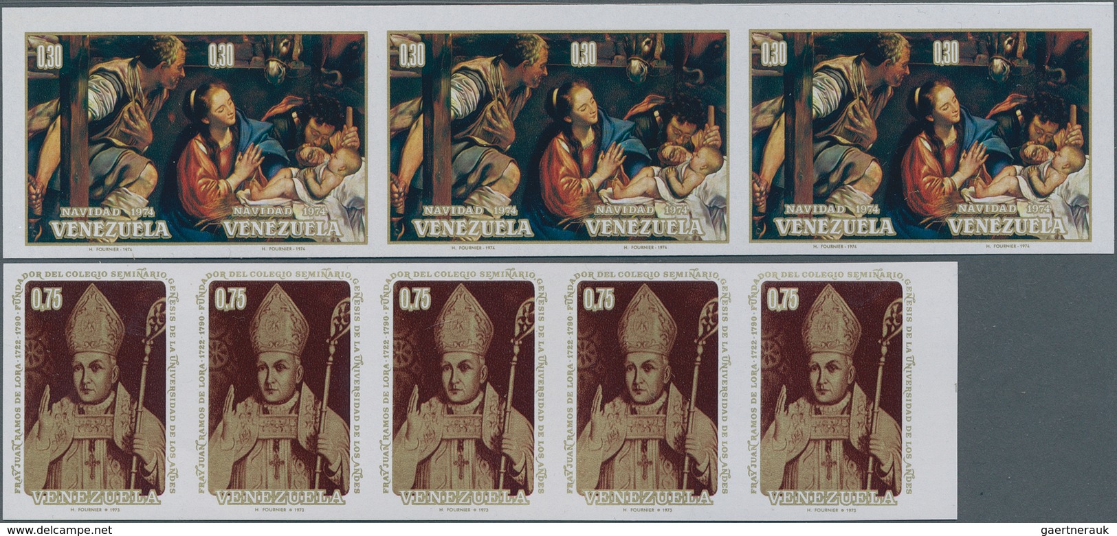 Venezuela: 1973/1974, Lot Of 1510 IMPERFORATE Stamps Mi. No. 1941 (1210 Copies) And 1999/2000 (Chris - Venezuela