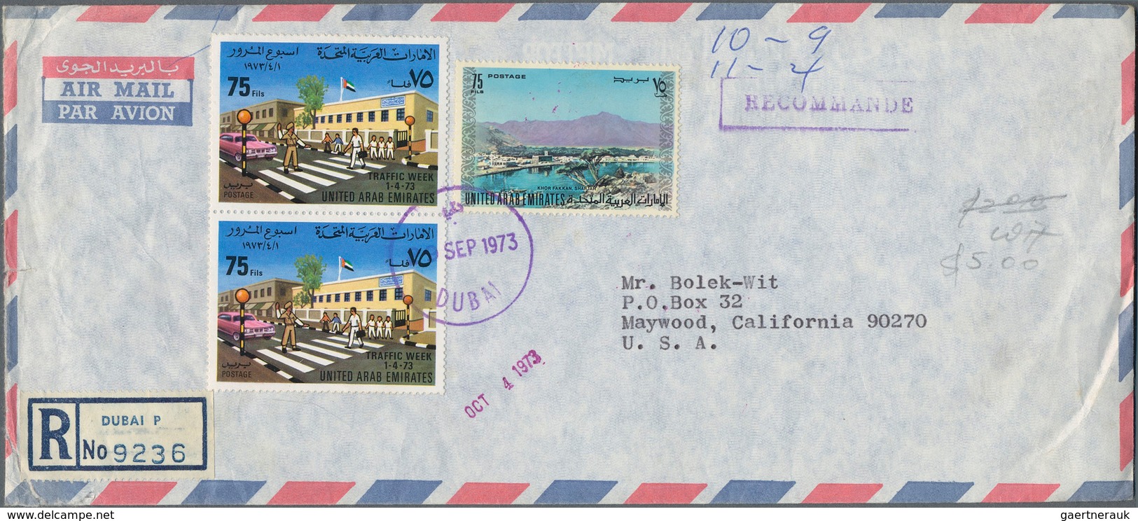 Vereinigte Arabische Emirate: 1973/2002, Covers (17), FDC (2, Traffic Week And Youth Festival), Fran - Emirats Arabes Unis (Général)