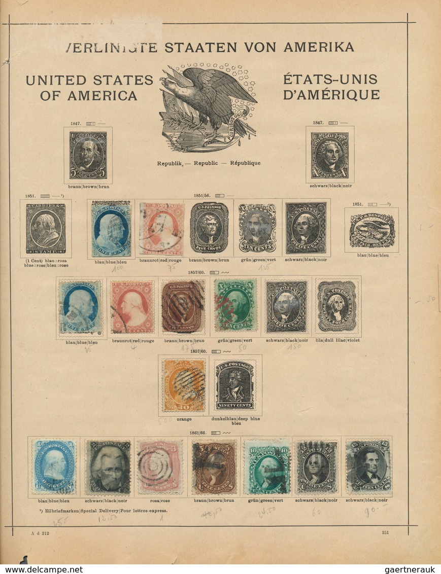 Vereinigte Staaten Von Amerika: 1851/1913: Good Old-time Collection Of Mostly Used Stamps On Album P - Otros & Sin Clasificación