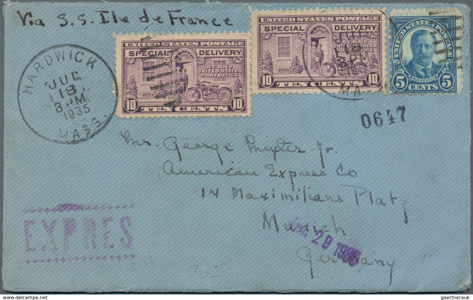 Vereinigte Staaten Von Amerika: 1881/1935, Lot Of Eight Covers/cards, Incl. Five Special Delivery An - Other & Unclassified