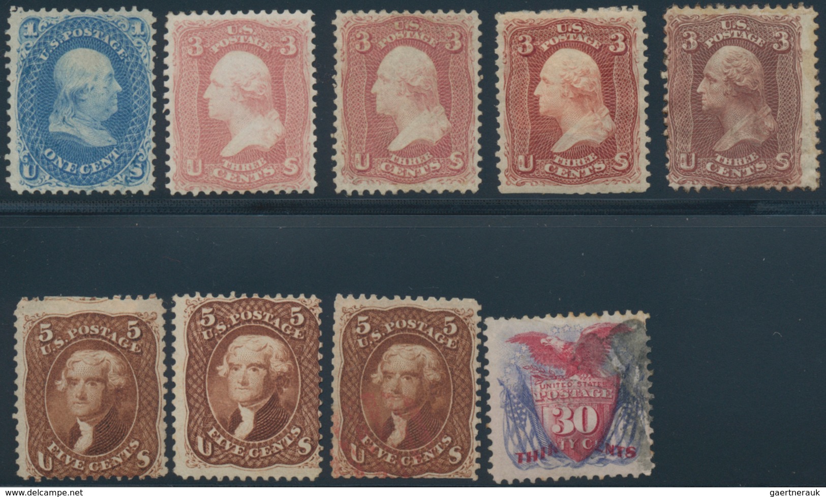 Vereinigte Staaten Von Amerika: US 19th Century Group, Scott Nos. 10 (used), 11 (OG Pair), 24 (OG St - Autres & Non Classés