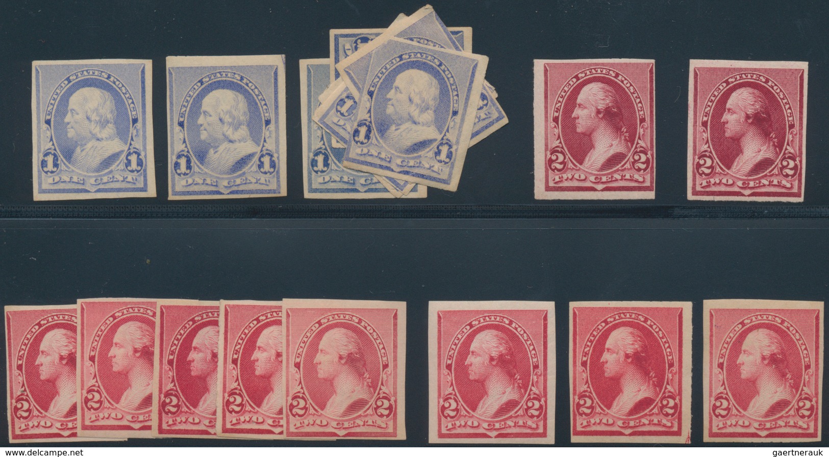 Vereinigte Staaten von Amerika: US 19th Century Group, Scott Nos. 10 (used), 11 (OG pair), 24 (OG st