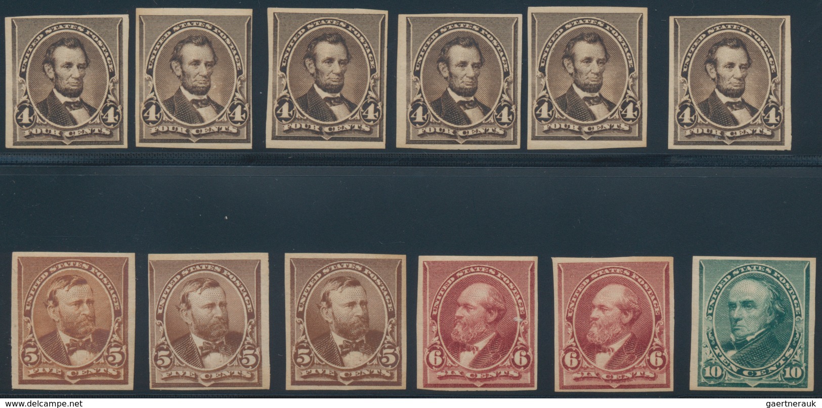 Vereinigte Staaten von Amerika: US 19th Century Group, Scott Nos. 10 (used), 11 (OG pair), 24 (OG st