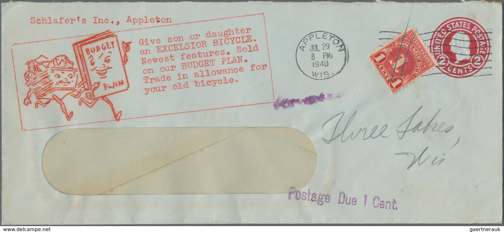 Vereinigte Staaten Von Amerika - Ganzsachen: 1915/1960 (ca.) Ca. 380 Unused/CTO-used And Used Postal - Other & Unclassified