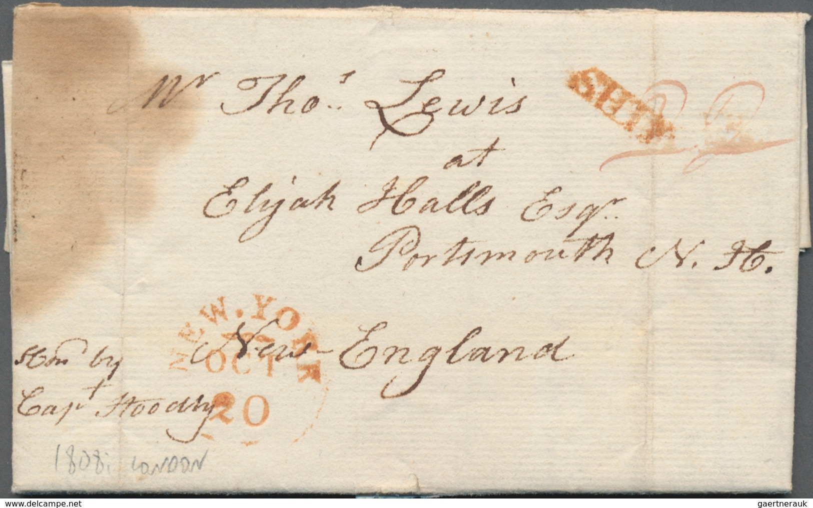 Vereinigte Staaten Von Amerika - Transatlantik-Mail: 1800/1808, Four Early Transatlatic Letters, One - Other & Unclassified