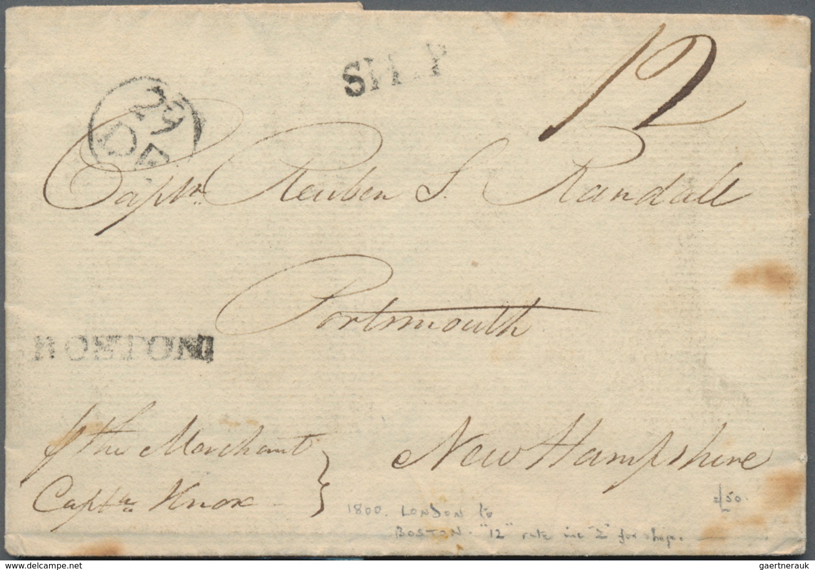 Vereinigte Staaten Von Amerika - Transatlantik-Mail: 1800/1808, Four Early Transatlatic Letters, One - Other & Unclassified