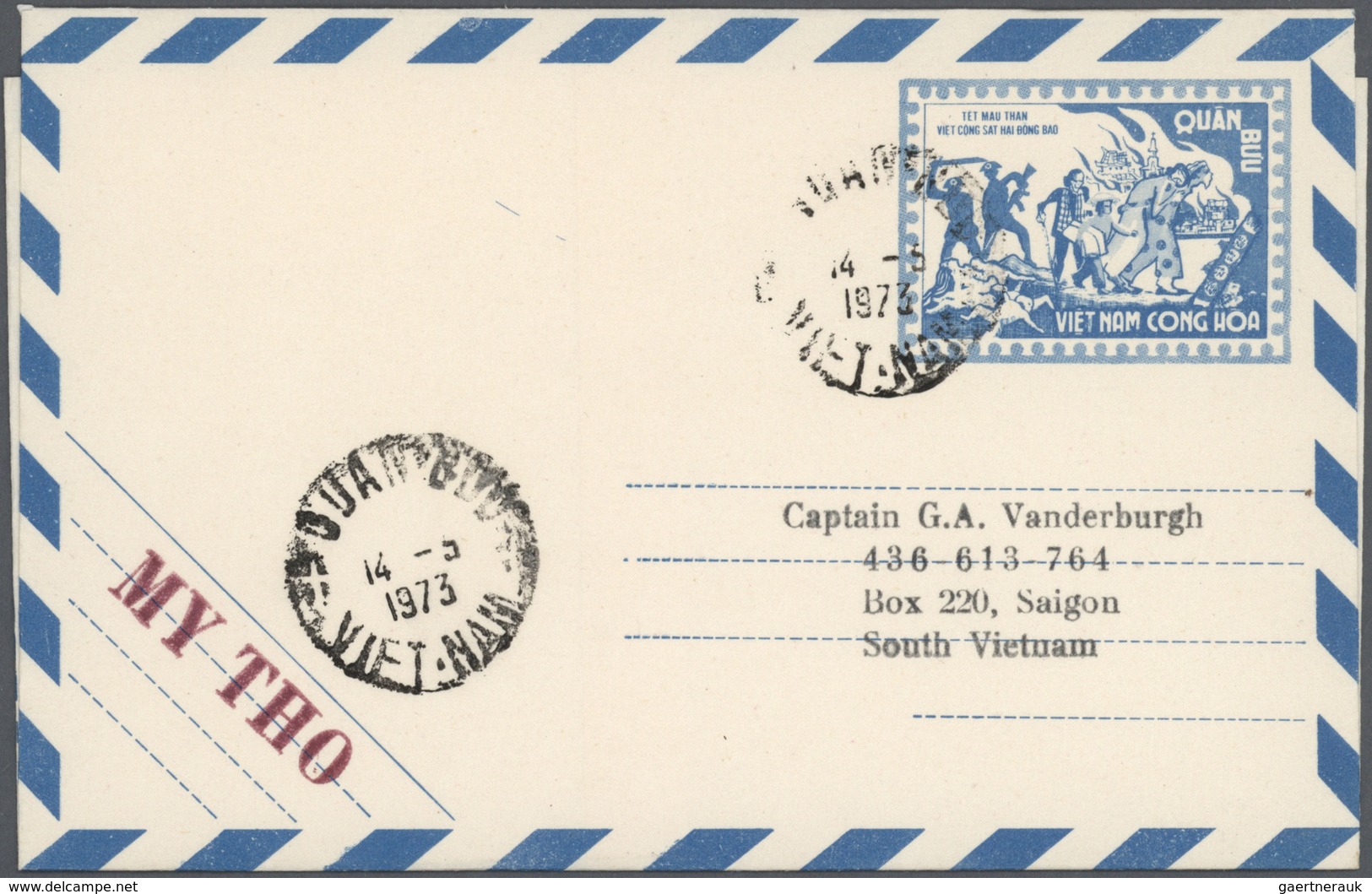 Vietnam-Süd (1951-1975): 1955/1973, ex-1 all military airletters (Quan Buu) in blue mint (15) or use