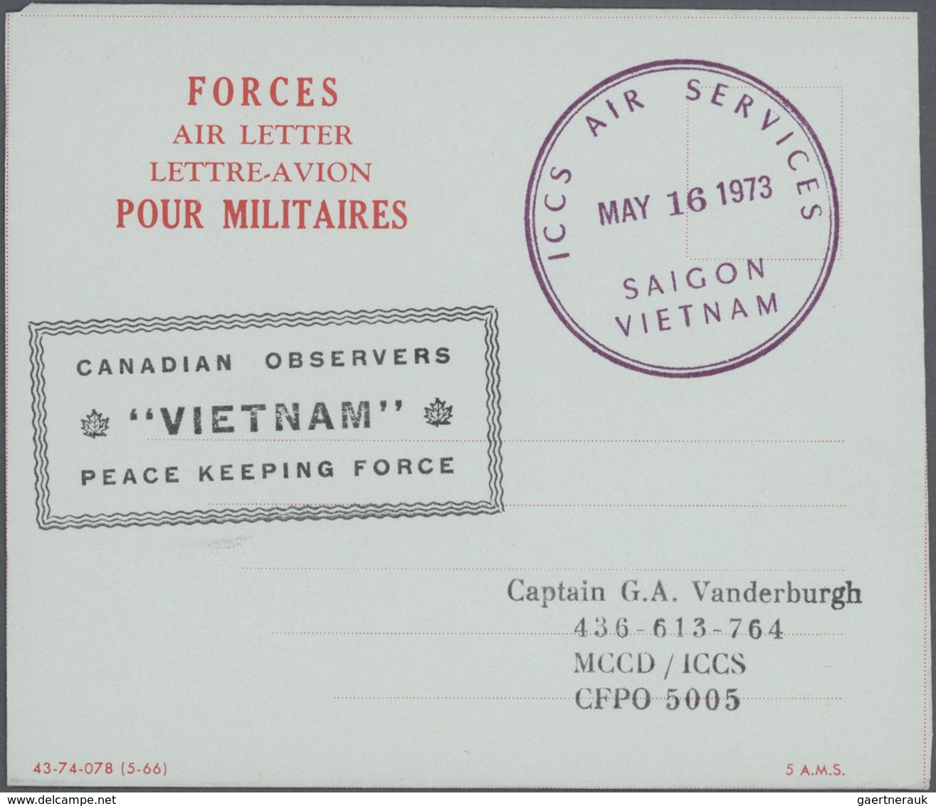 Vietnam-Süd (1951-1975): 1955/1973, ex-1 all military airletters (Quan Buu) in blue mint (15) or use