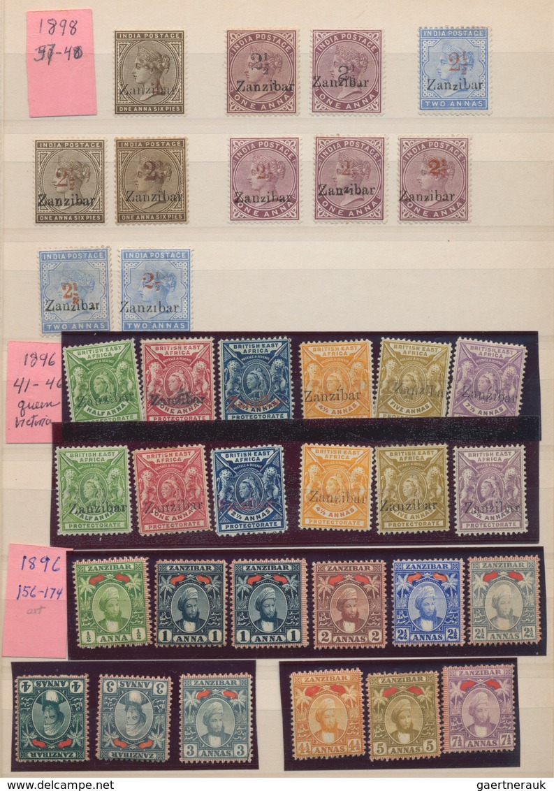 Zanzibar: 1895-1965, Mint Collection Plus Duplication In A Stock-book, From First QV Issues Optd. "Z - Zanzibar (...-1963)