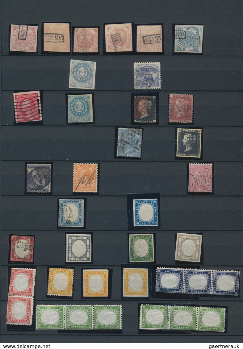 Alle Welt: 1840/1950 (ca.), Assortment Of Apprx. 450 Stamps, Varied Condition And Also A Few Forgeri - Collections (without Album)