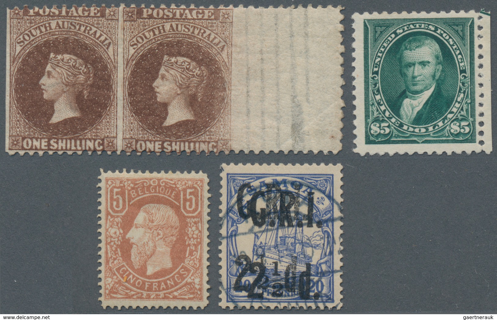 Alle Welt: 1870/1914 (ca.), Lot Of Five Stamps Incl. USA Scott No. 263 Unused, South Australia SG No - Collections (sans Albums)