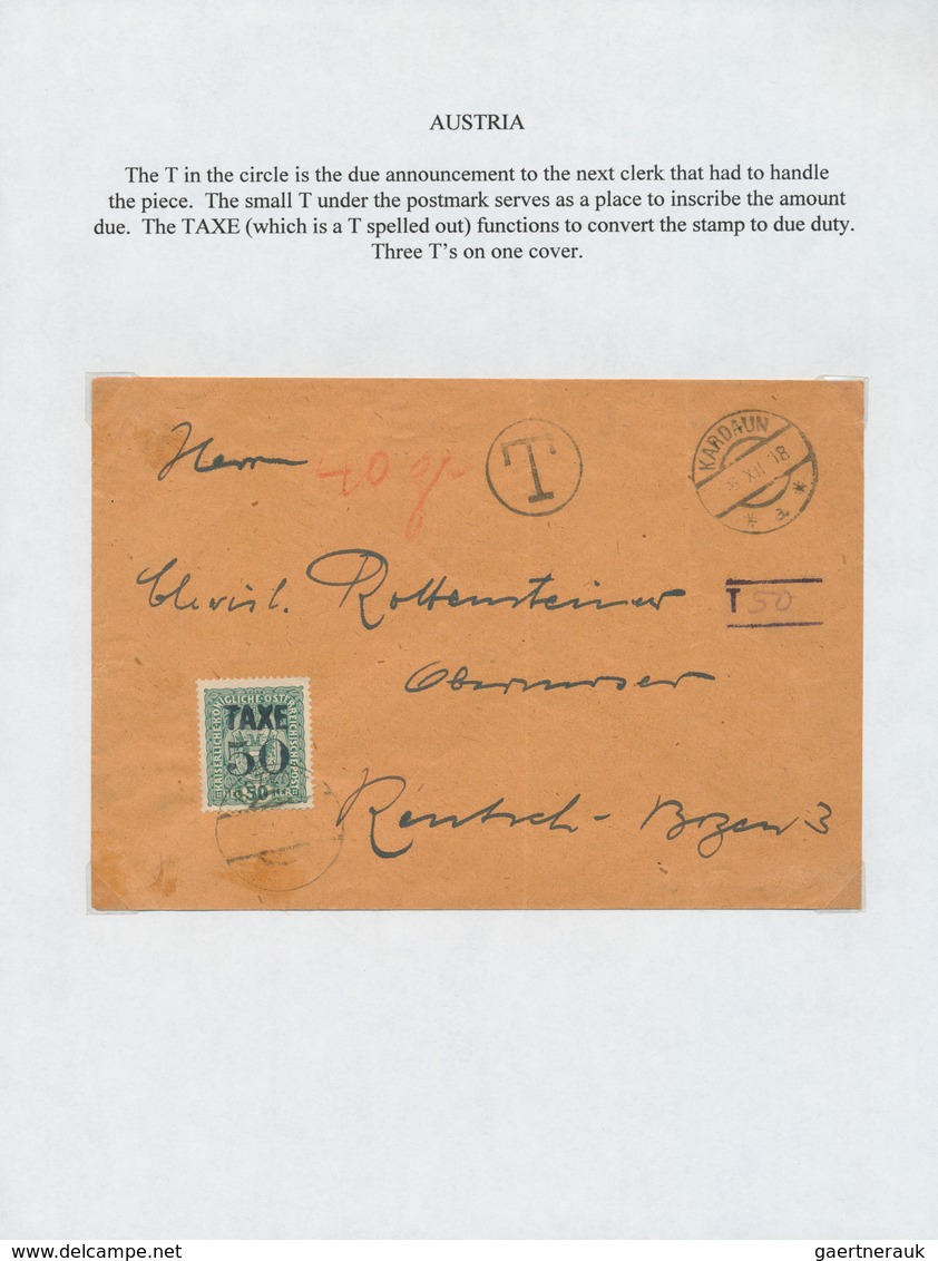 Alle Welt: 1890/1960 (ca.) A Scarce Worldwide POSTAGE DUE / TAX Exhibition-collection In Three Album - Sammlungen (ohne Album)