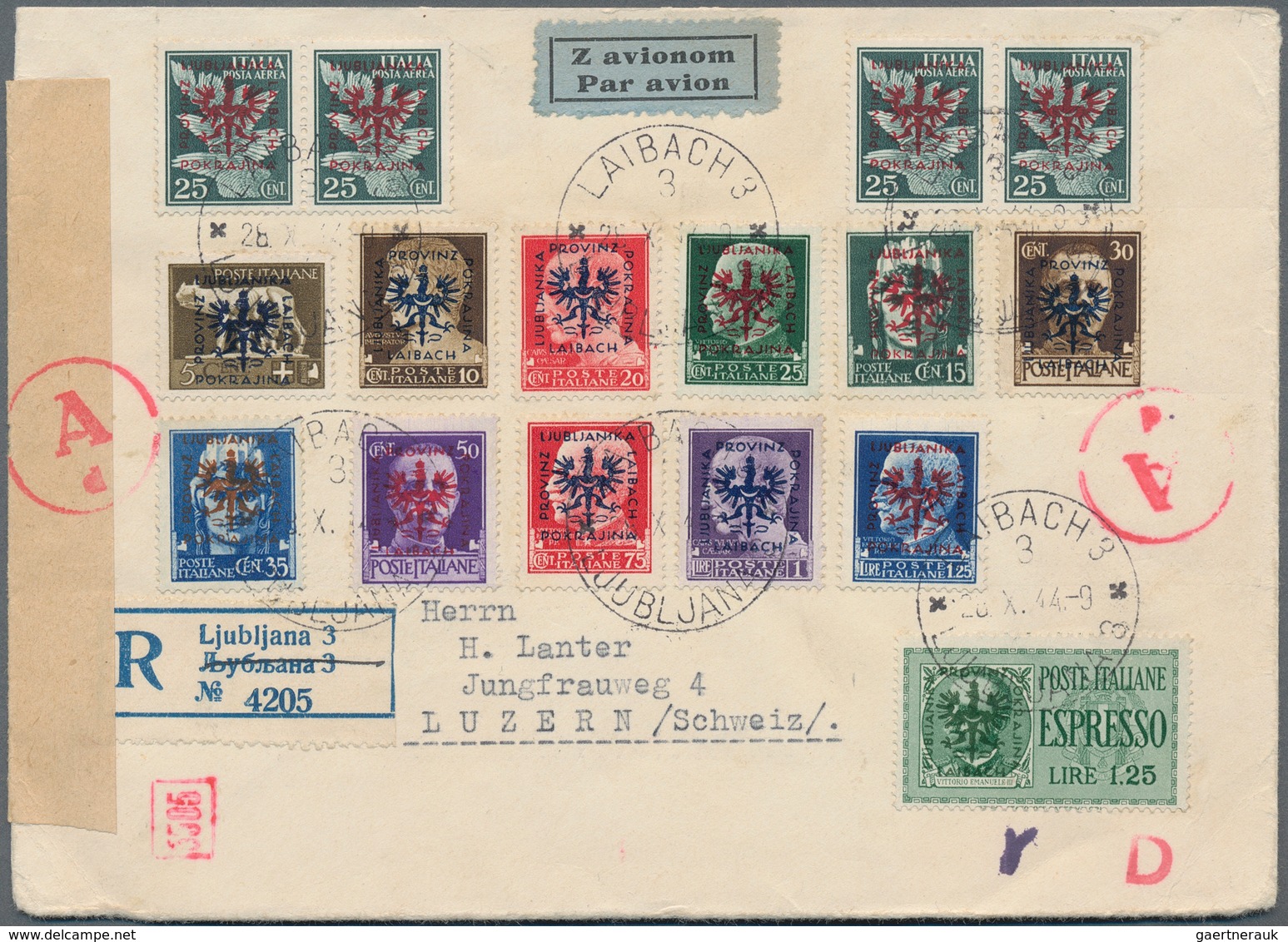 Alle Welt: 1898-1944 REGISTERED MAIL: Five Covers, A Postcard And A Postal Stationery Envelope All U - Colecciones (sin álbumes)