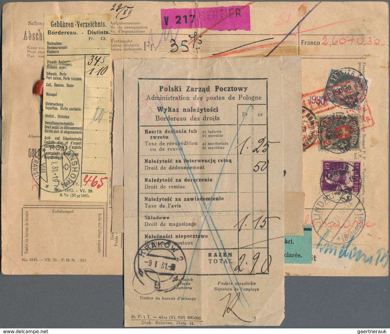 Alle Welt: 1909/1930, Lot Of 29 Covers/cards (incl. 23 Parcel Despatch Forms), Comprising Egypt, Swi - Colecciones (sin álbumes)