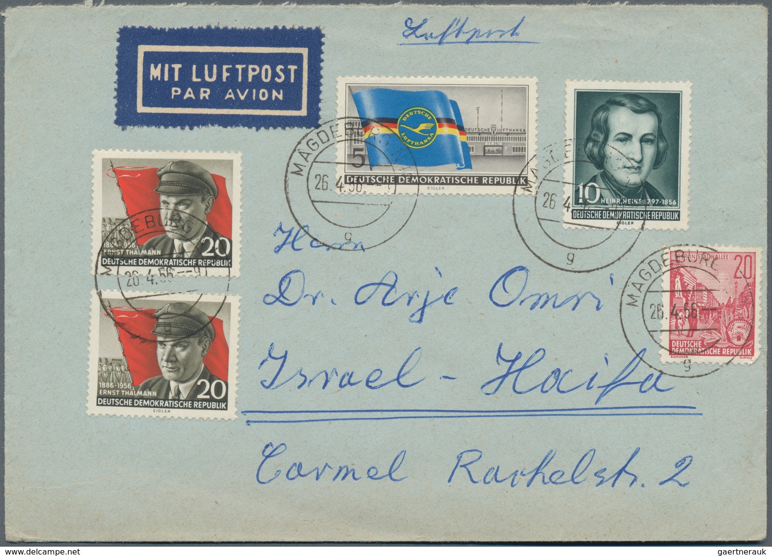 Alle Welt: 1950/1980 (ca.), correspondence to ISRAEL, lot of apprx. 160 covers incoming from Switzer
