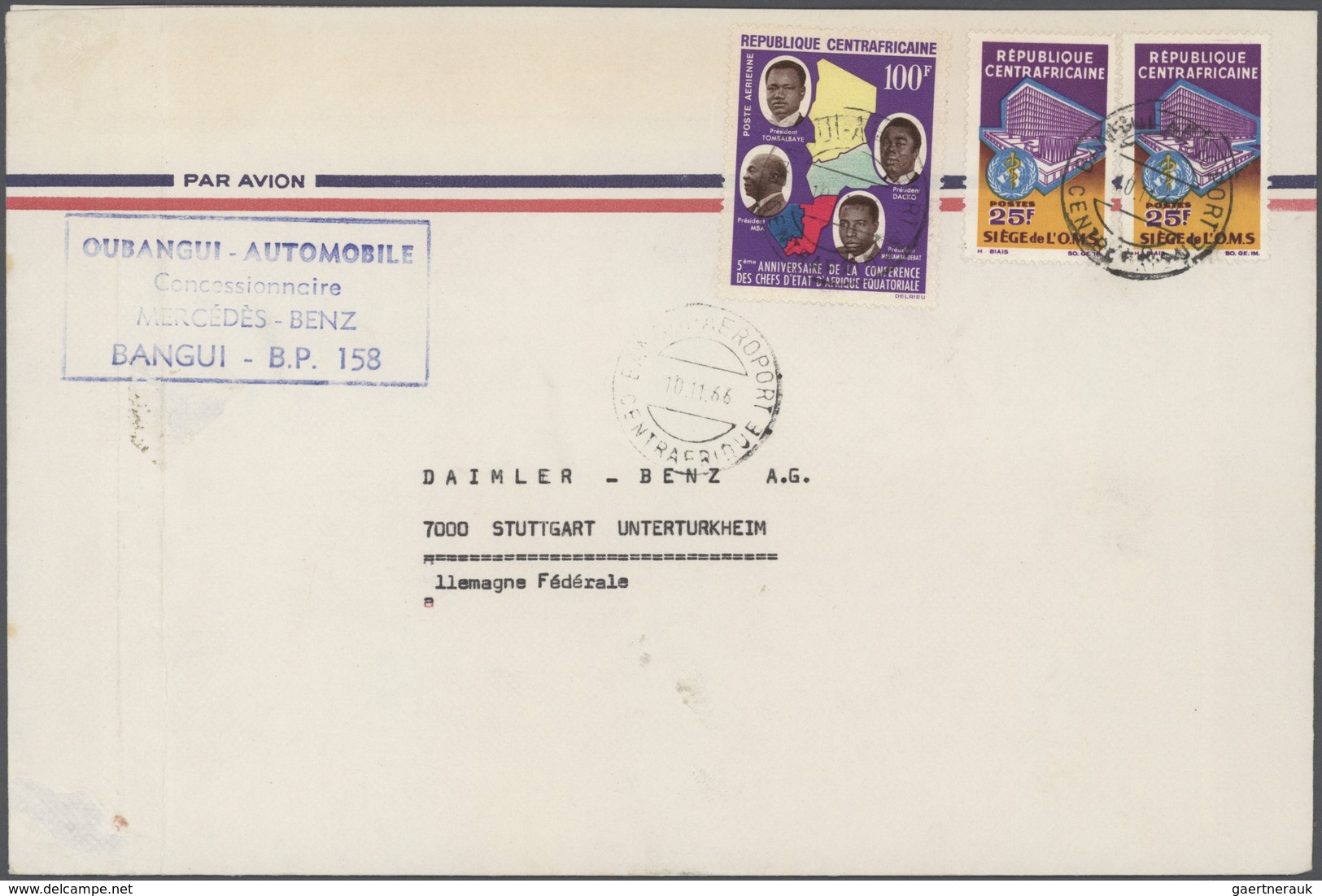 Alle Welt: 1959/1977 (ca.), holding of apprx. 278 commercial covers addressed to Daimler Benz, Stutt