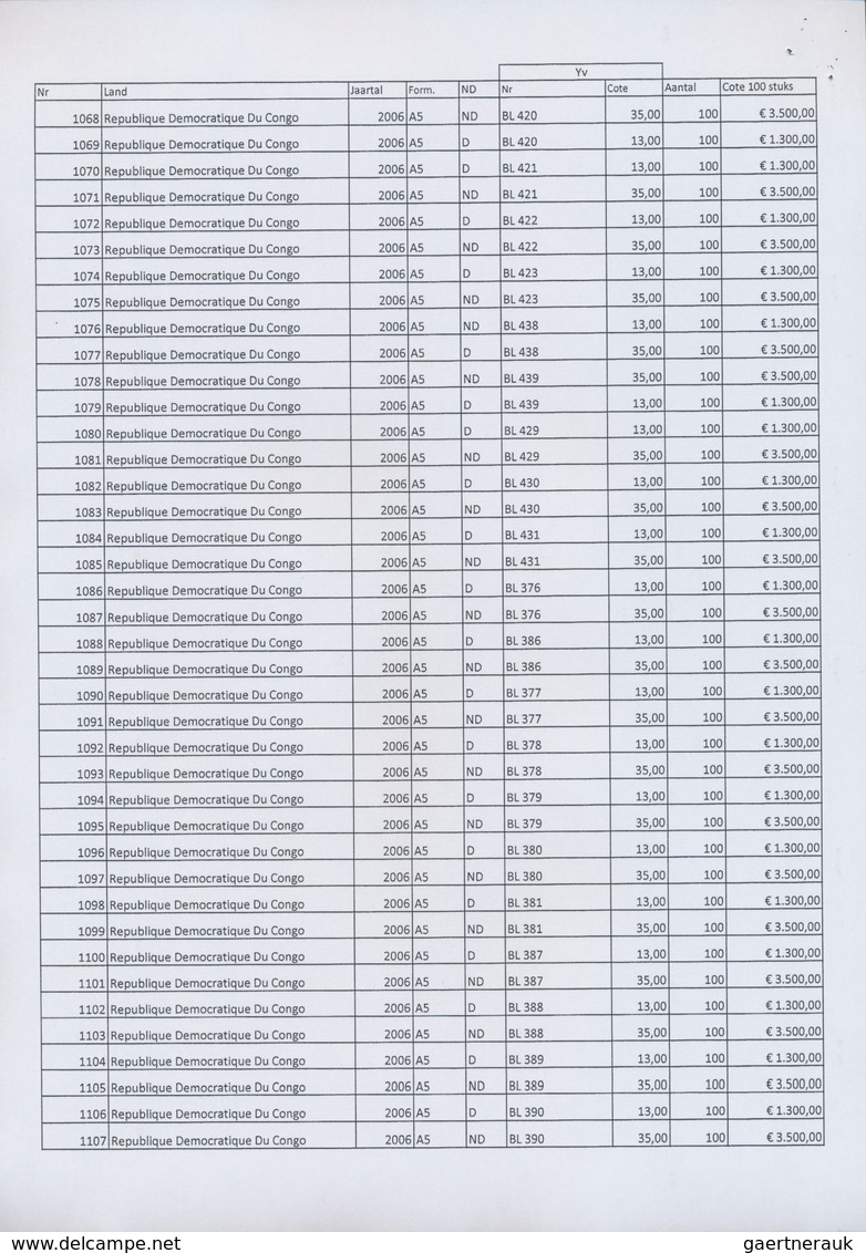 Alle Welt: 1974/2006 (ca.): 694 different sorts of miniture sheets, each in quantities of 100, in pe