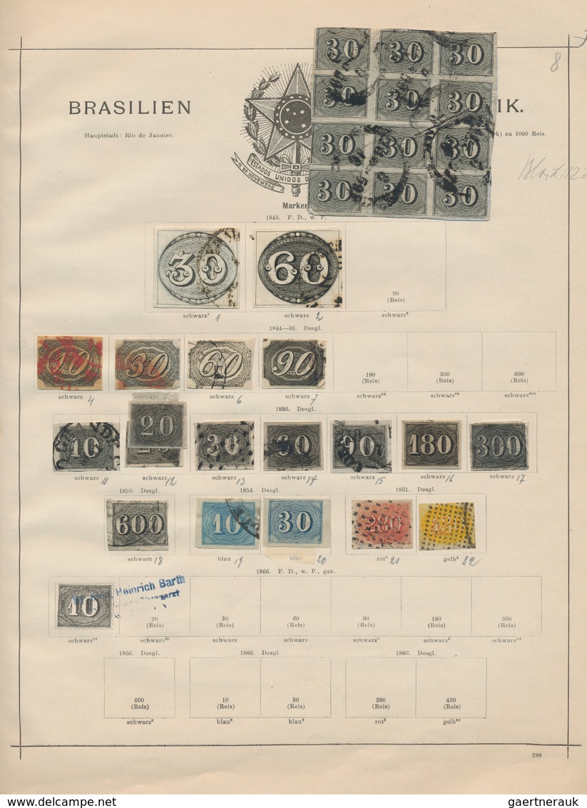 Übersee: 1850/1890 (ca.), mint and used collection in an ancient Schaubek album, comprising a good r